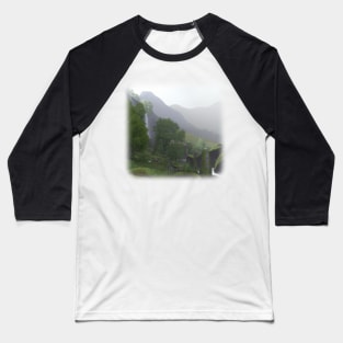 Beautiful mountain landscape in the fog Baseball T-Shirt